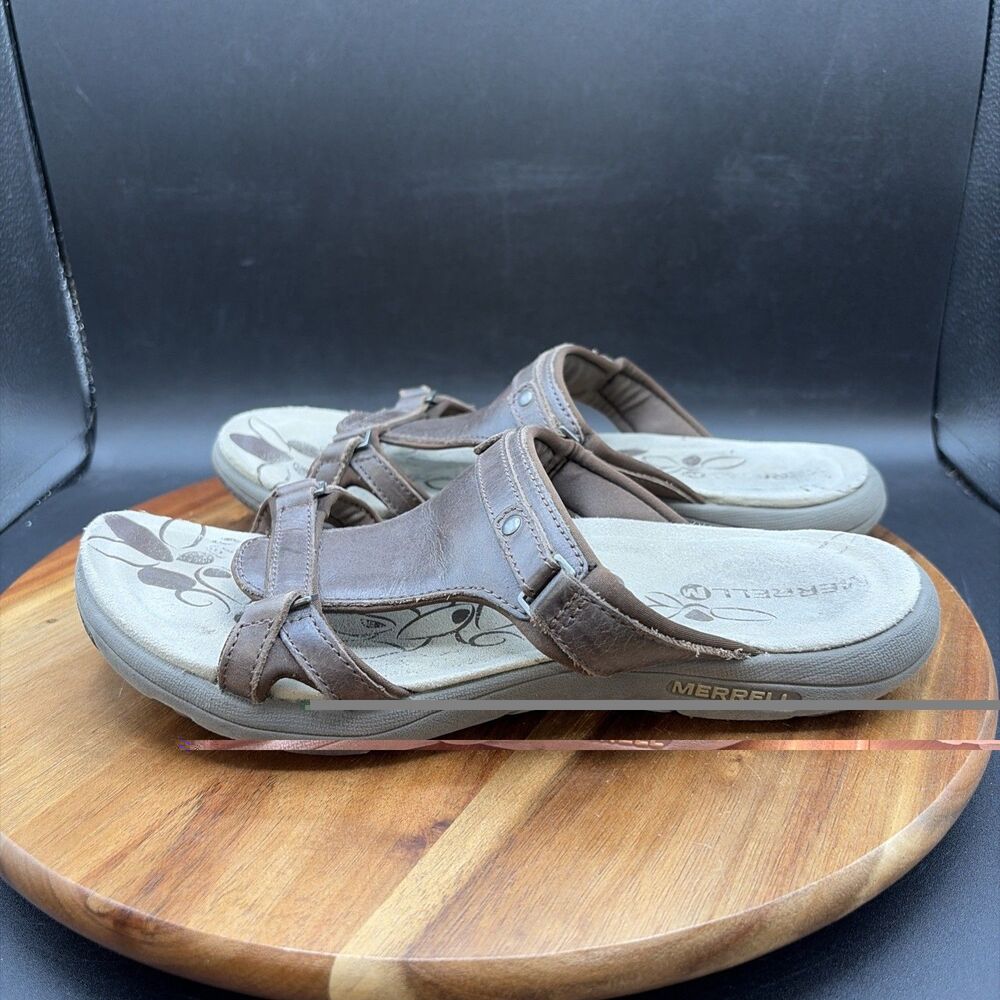 Merrell Bracken Womens Size 8 Slide Sandals Brown Select Grip Rubber Sole